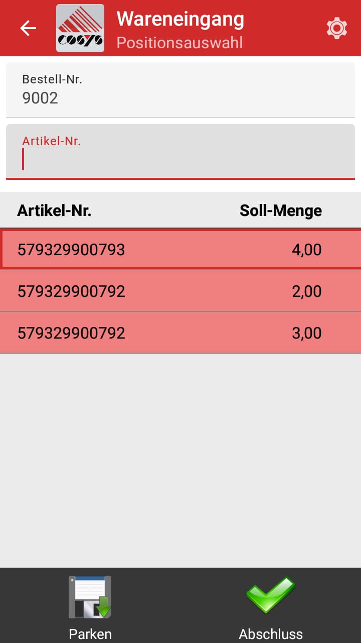 COSYS Wareneingang Softwarelösung COSYS Wareneingang Softwarelösung